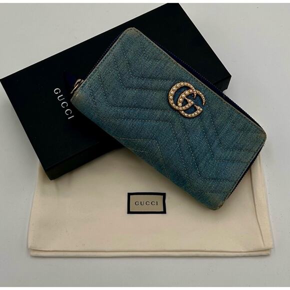 Gucci Marmont Denim Wallet - Picture 1 of 4